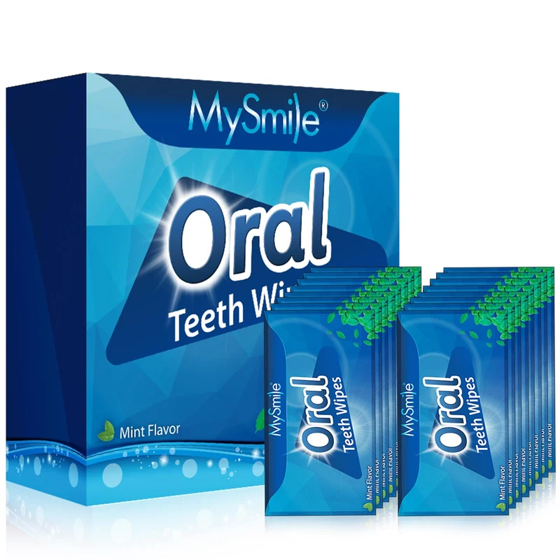 MySmile Lingettes dentaires jetables – 100 pièces, nettoyage en profondeur et haleine fraîche, menthe