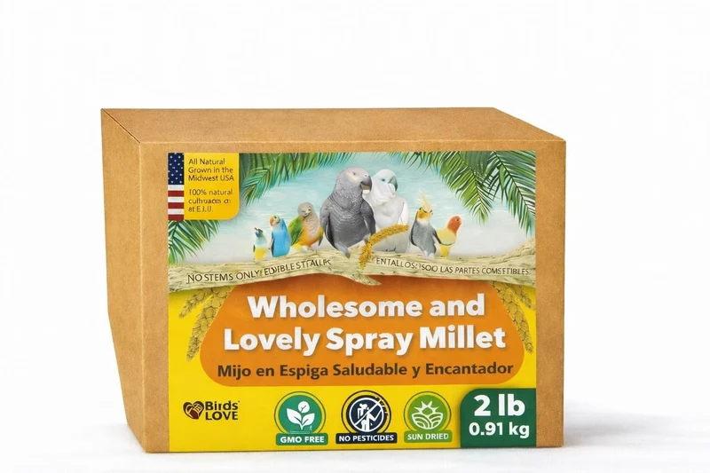 Birds LOVE Millet en faisceaux – 2 lb, 100% naturel, séché au soleil, fabriqué aux États‑Unis – Friandise pour Perruches, Cockatiels, Conures et Autres Oiseaux