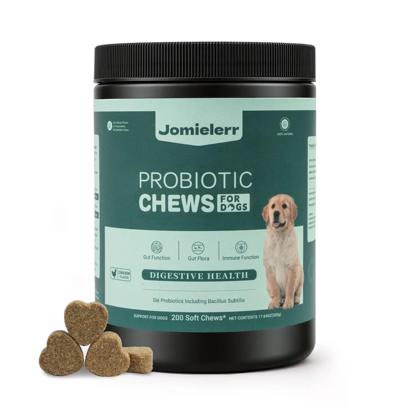Jomielerr Probiotiques pour Chiens – 200 Friables au Poulet, Soutien Digestif