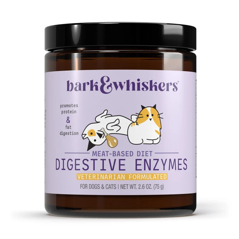 Dr. Mercola Bark & Whiskers Enzymes Digestives – Pour Chiens et Chats – Formulé par un vétérinaire – Sans OGM – 150 Mesures