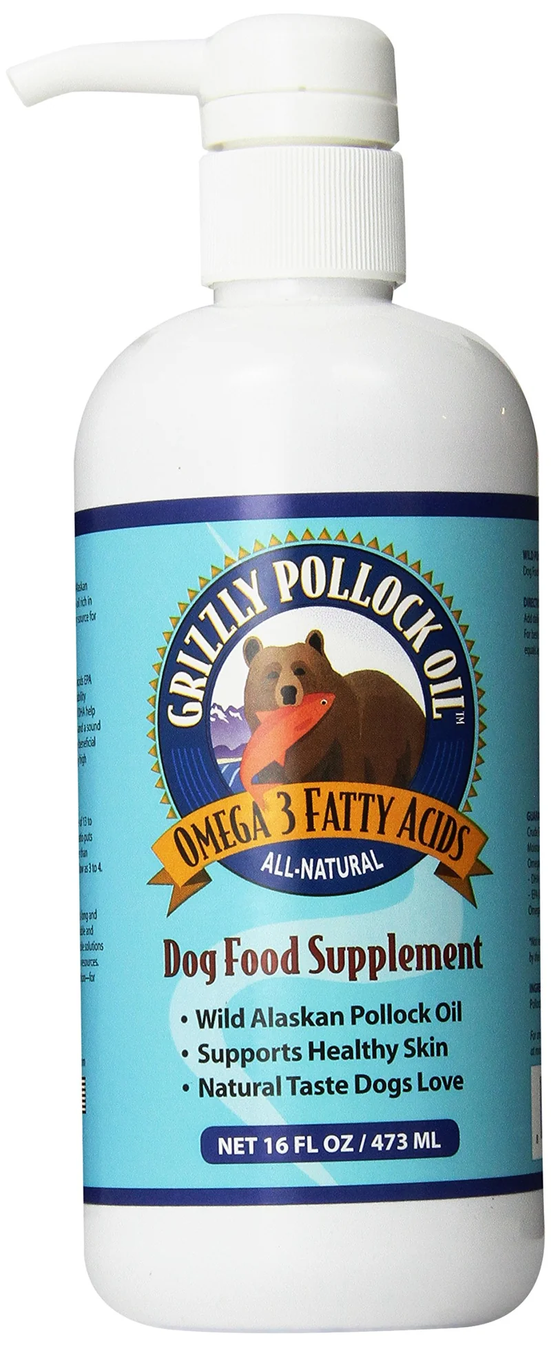 GRIZZLY Pollock Oil - Complément d'huile de poisson pour chien, 16 onces