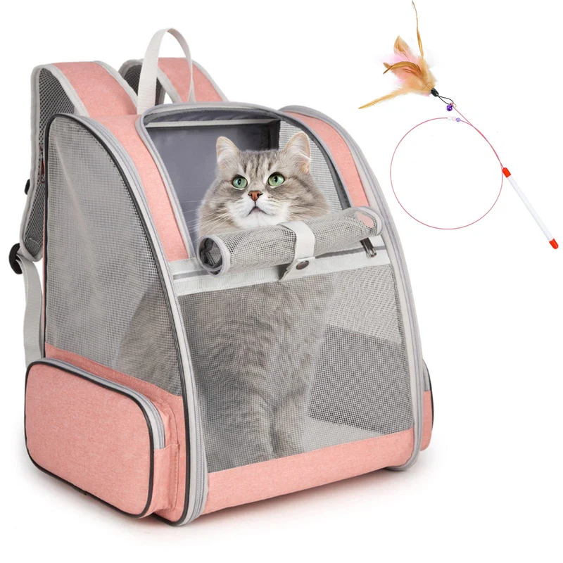 SSAWcasa Sac à dos pour chat et petit chien — Transport ventilé jusqu’à 15 lb (rose)