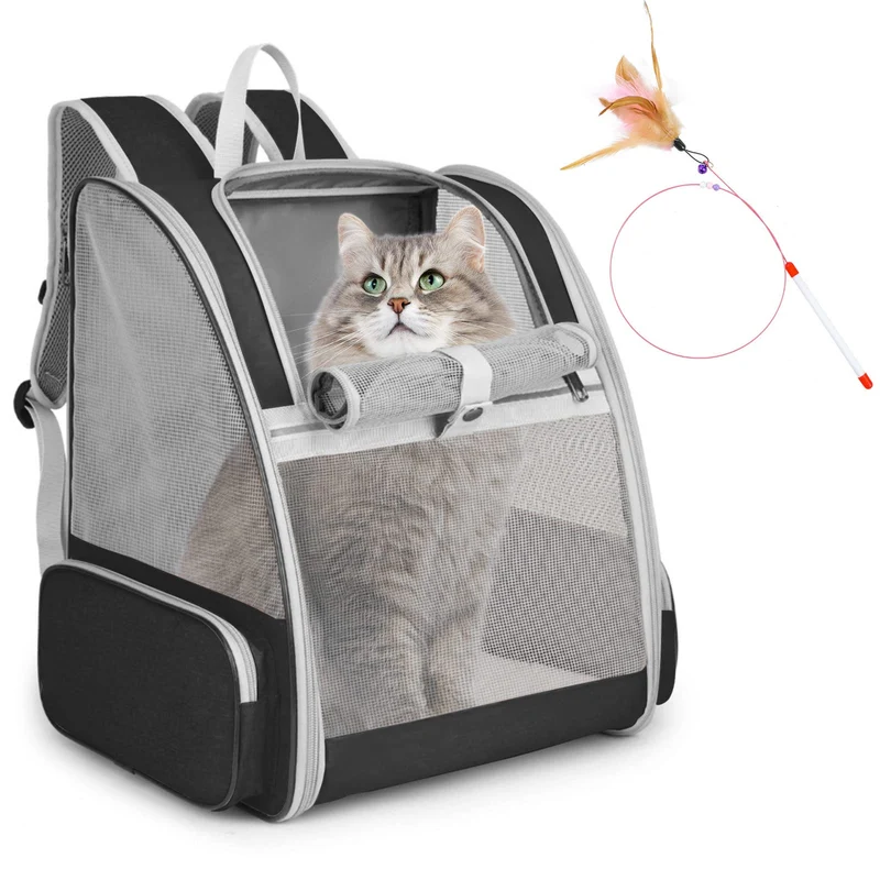 SSAWcasa Sac à Dos Porte Chat – Transporteur ventilé jusqu’à 15 livres (Noir)