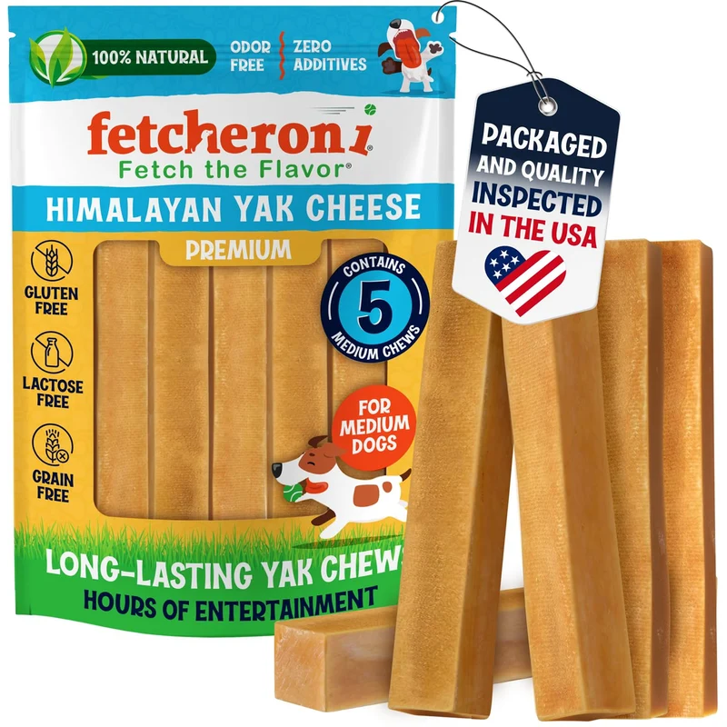 FETCHERONI Friandises au Fromage de Yak Himalayen pour Chiens – Os Naturels et Longue Durée