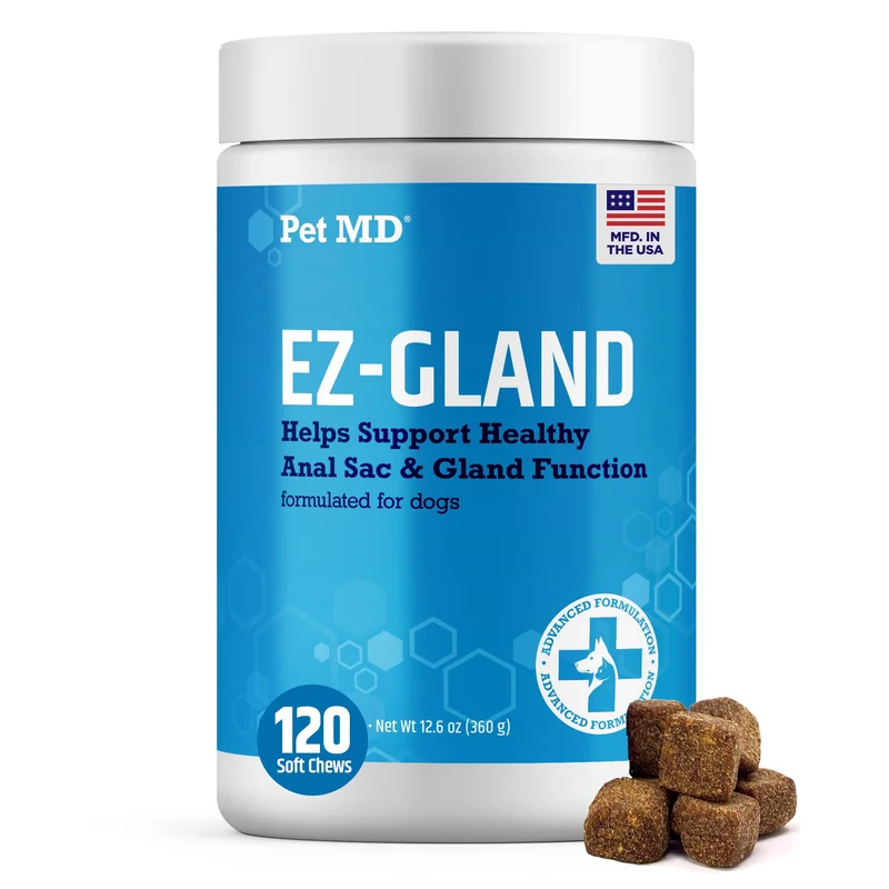 Pet MD EZ Gland - Friandises molles pour chien à la citrouille et fibre, soutien digestif et fermeté des selles - 120 bouchées