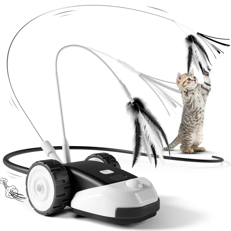 CYROS 3-en-1: Jouet interactif pour chat — 2 vitesses, mouvement automatique