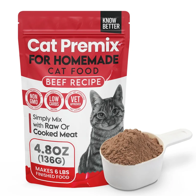 Know Better Beef Recipe Premix pour Chats – Alimentation maison cru ou cuit – Sans céréales – 4,8 oz