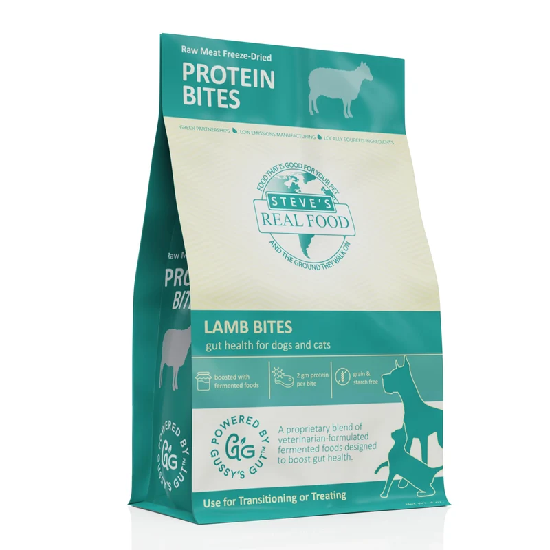 Steve's Real Food Protein Bites Gut Health - Friandises pour chiens et chats - Agneau - 4 oz