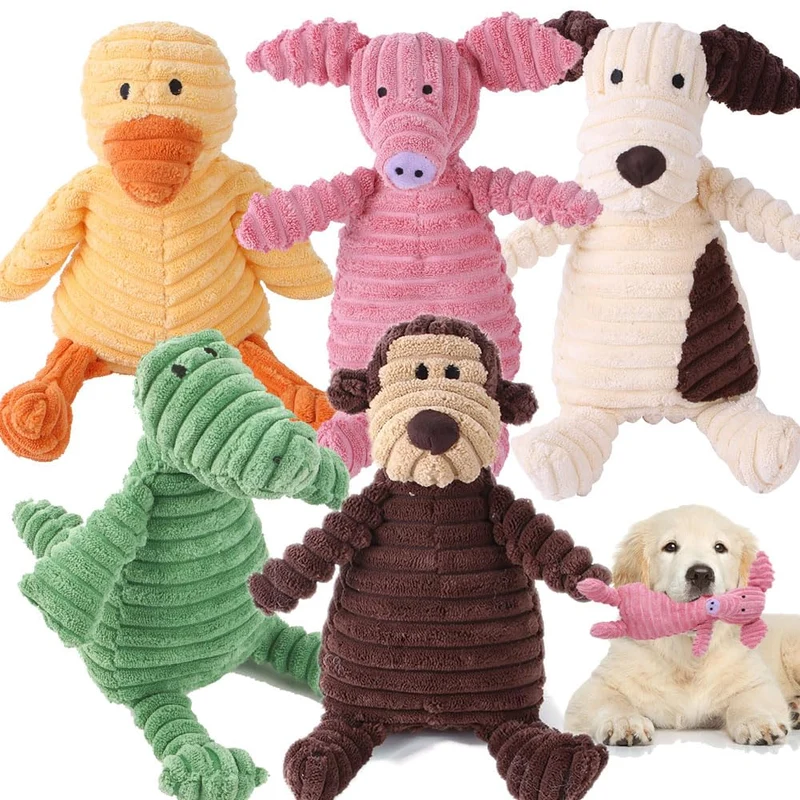 VIFINE – Lot de 5 Jouets Chiens Siffleurs en Peluche Sans Garnissage | Pour Chiens de Taille Moyenne à Grande