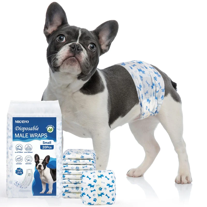 MICOOYO Couches pour chien mâle jetables – absorbantes et anti-fuite, indicateur d’humidité (S, 50 pièces)