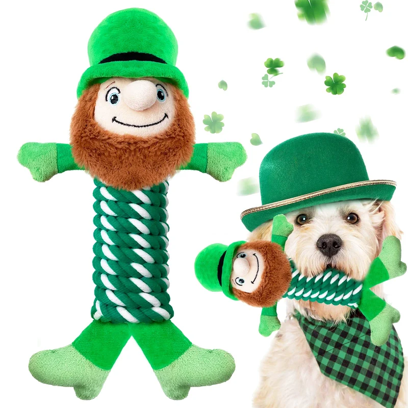 Lepawit – Jouet Saint-Patrick pour Chien en Corde Verte avec Sifflet | Tir à la Corde et Jeu