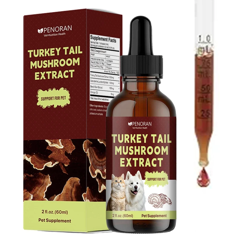 Penoran Turkey Tail – Gouttes pour Chiens et Chats | Immunité et Soutien des Lipomes