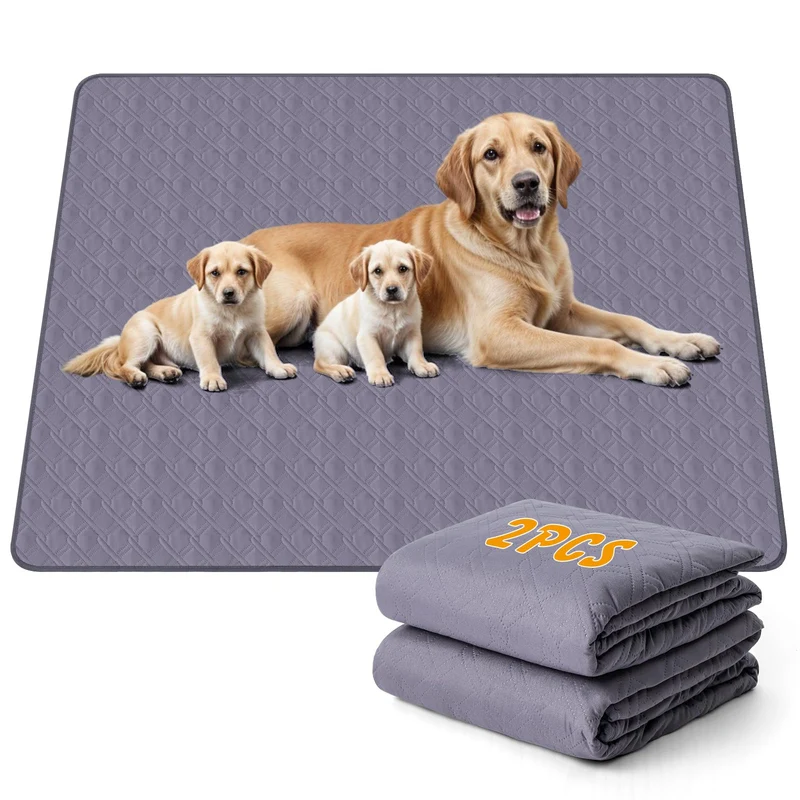 ondware Tapis Lavables 60×48 po – Pack de 2, Anti-Dérapant, 4 Couches, Gris