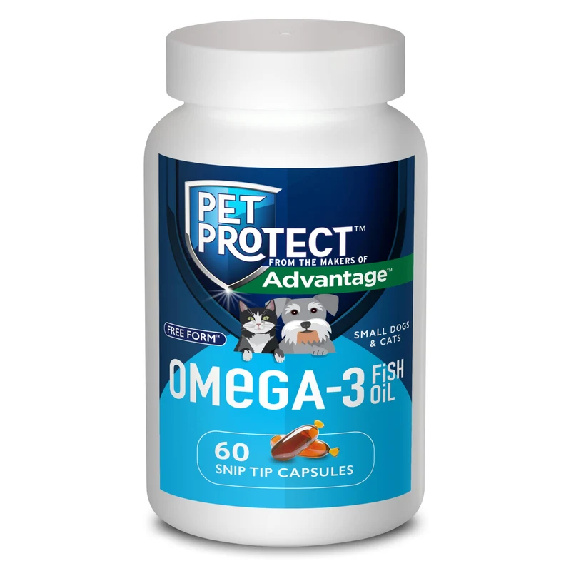 Pet Protect Omega-3 pour Chats et Petits Chiens — Capsules Snip-Tip (60 capules), Formule libre