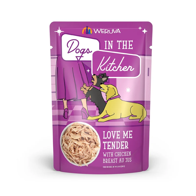 Weruva Dogs in The Kitchen Love Me Tender au Poulet — Sachets 2,8 oz (Pack de 12)