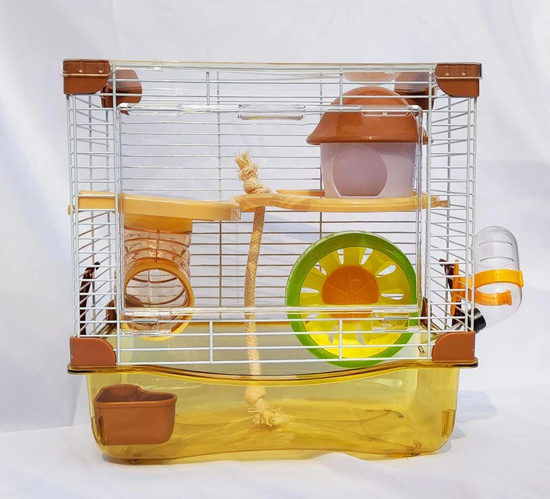 PETZHUBO Cage pour Hamster à Deux Niveaux – Transparente, Facile à Monter