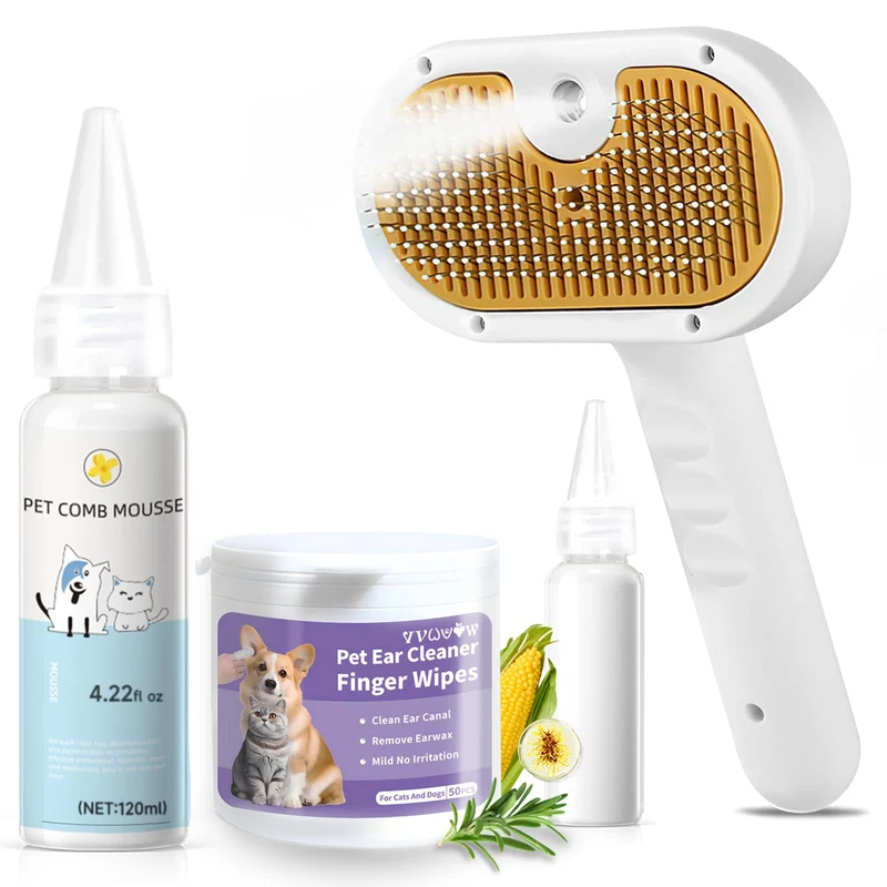 VVWVVW Brosse Steam 3 en 1 pour Chat et Chien – Dépoilage, Nettoyage, Massage et Shampoing sans eau