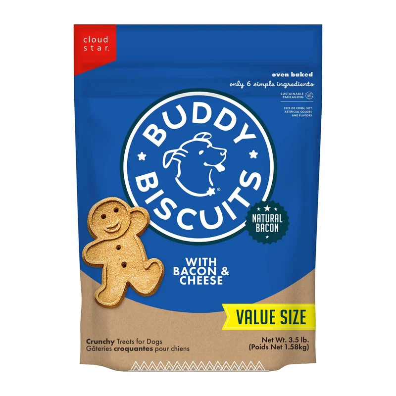 Buddy Biscuits – Sac de 3,5 lb – Friandises croquantes bacon et fromage