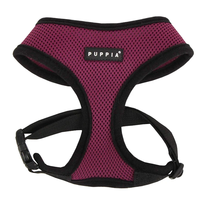 Harnais Puppia doux pour chien – sans étranglement, enfiliage par la tête, maille respirante triple couche, poitrine ajustable et boucle rapide, violet, taille moyenne