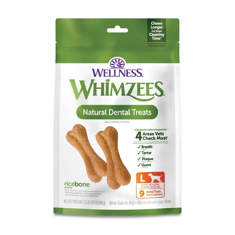 Whimzees Ricebone – Friandises Dentaires Naturelles pour Chien, Grand Format (9 Pièces)