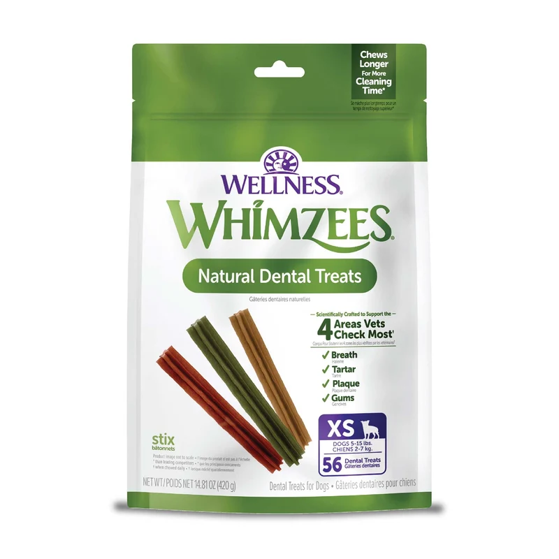 Whimzees Stix Chien — Friandise Dentaire Extra-Small, Haleine Fraîche, 56 Pièces (14,81 oz)