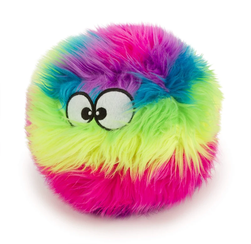 goDog Furballz Balle Peluche Siffante Arc-en-Ciel Grand – Jouet Chien Durable