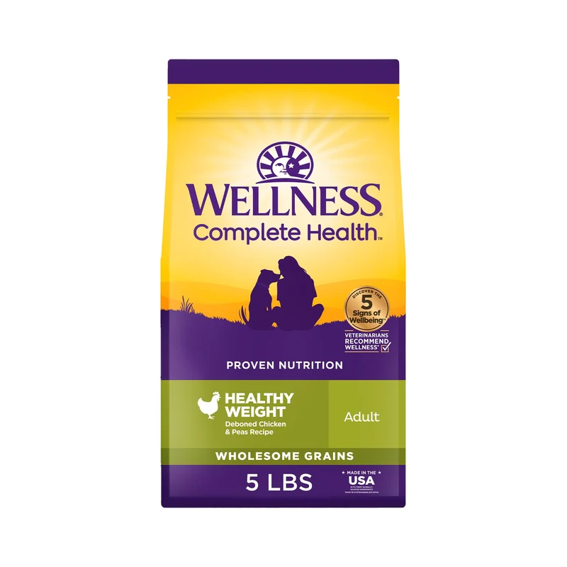 Wellness Complete Health Poids Sain - Croquettes pour chien adulte au poulet et pois, sachet 2,27 kg