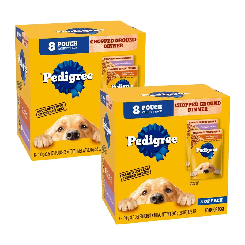 Pedigree Chopped Ground Dinner en Sachets – Lot 2×8 sachets de 3,5 oz