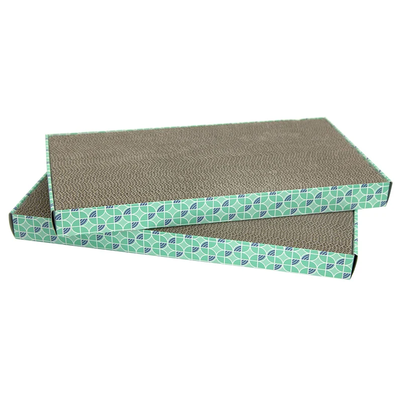 Kitty City Grattoirs pour Chats – Lot de 2 Tapis en Carton Ondulé Double Face avec Herbe à Chat – 46 x 25 cm