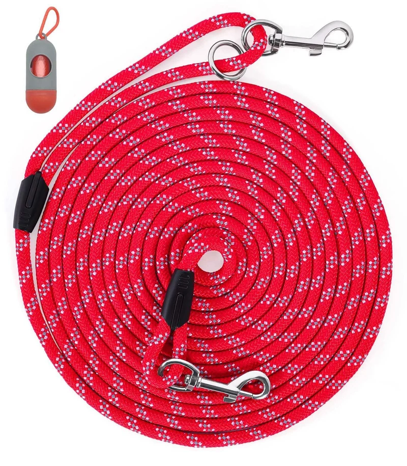 Lanwandeng Longe Chien 30ft Rouge – Entraînement Robuste pour Chiens