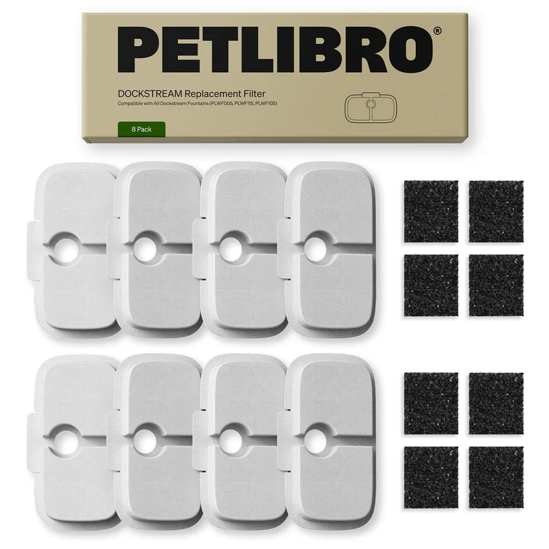 PETLIBRO Lot de 8 Filtres et Éponges pour Fontaine Chat Dockstream – WF106/116/105/115/005/305 (4 mois)