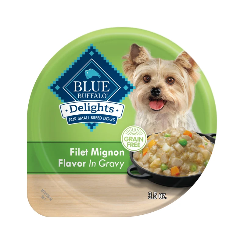 Blue Buffalo Delights Petite Race – Filet Mignon en Sauce, Pots de 3,5 oz, Lot de 12