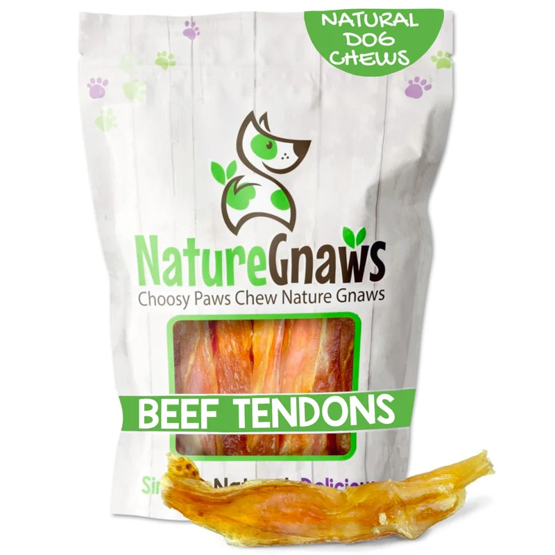 Nature Gnaws Tendons de Boeuf pour Chiens – 4-5 pouces, 12 pièces – Sans Cuir et Naturel
