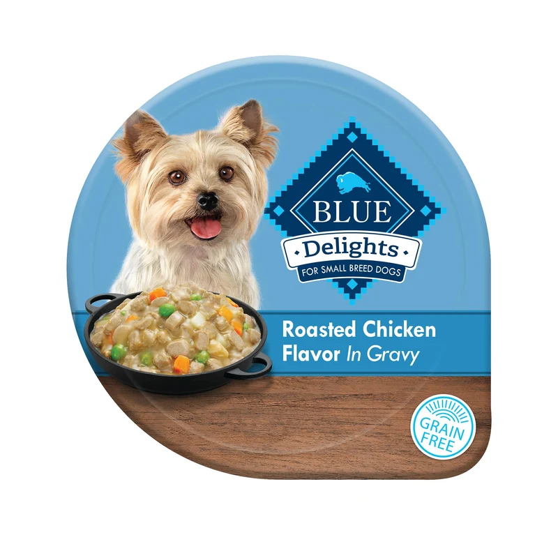 Blue Buffalo Delights Petit Chien — Nourriture humide naturelle, Poulet Rotisserie en Sauce, 12 portions 3,5 oz