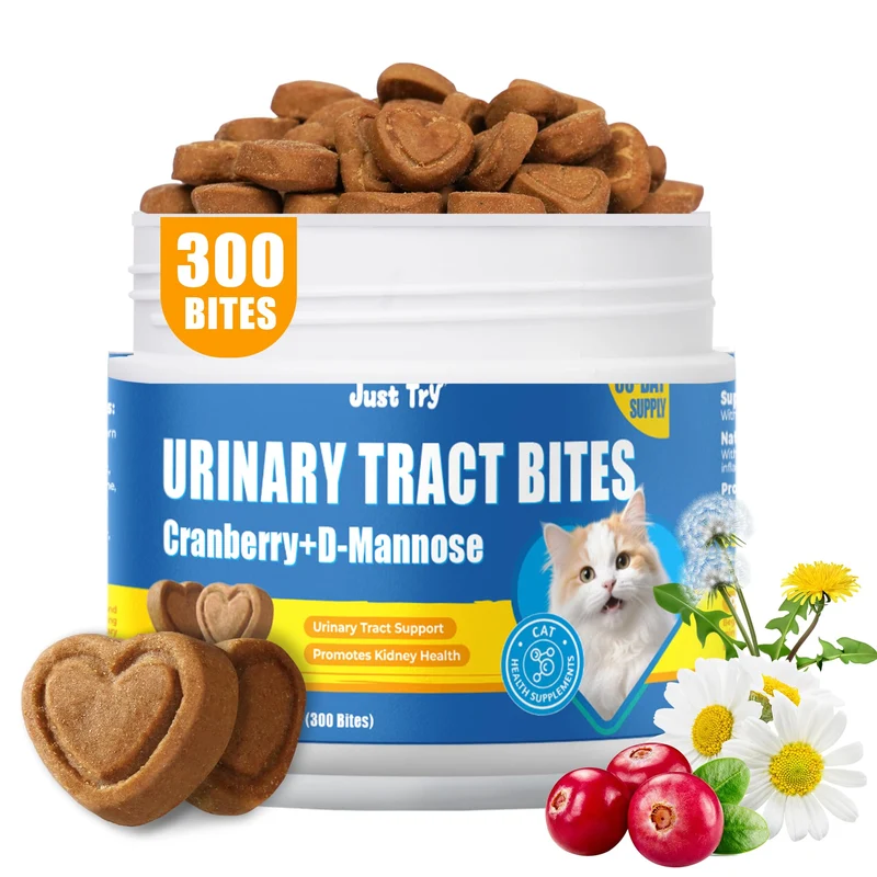 Just Try 300 Bites Chats – Cranberry & D-Mannose pour la Santé Vésicale