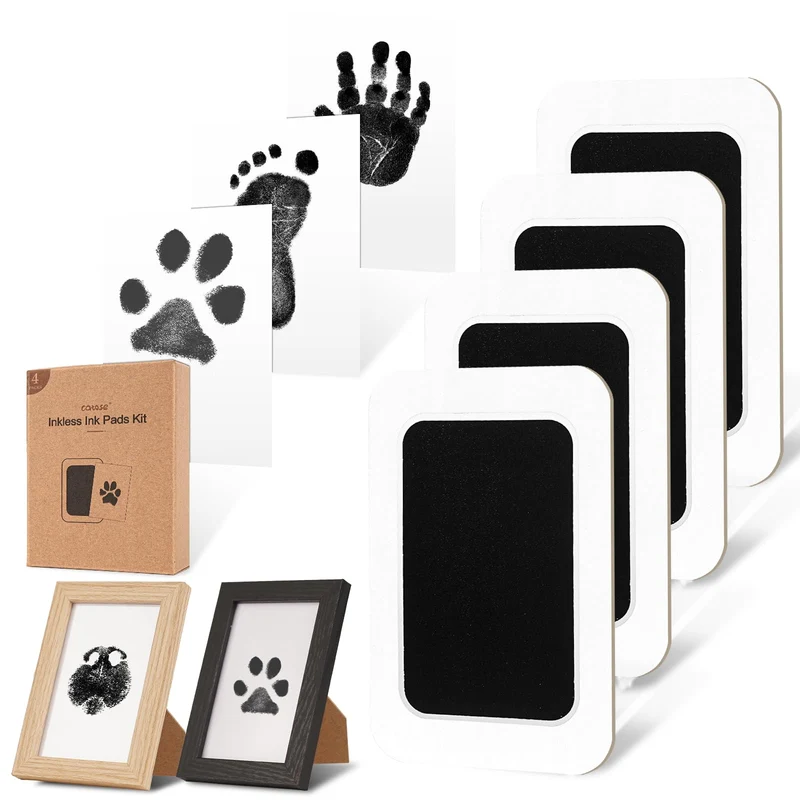 Catose Kit d'empreintes sans encre pour chiens, chats et bébés – cadres en bois inclus