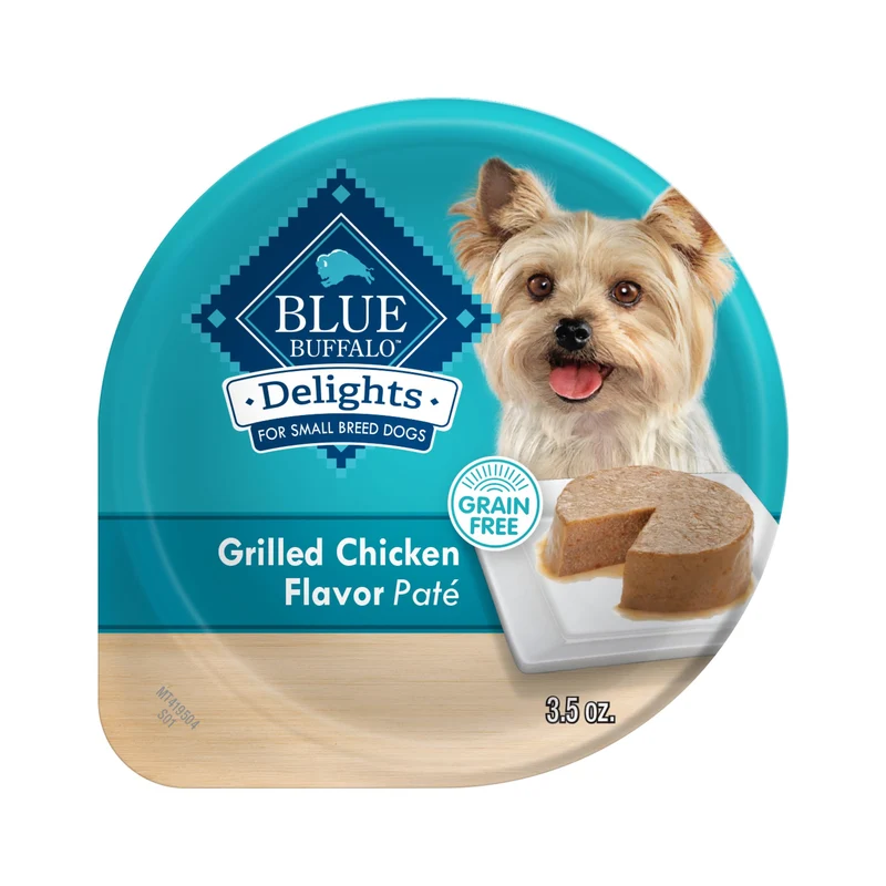 Blue Buffalo Delights — Pâté humide pour petit chien adulte, poulet grillé, 12 tasses de 3,5 oz