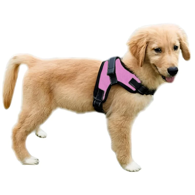 Copatchy Harnais Anti-Pull Réfléchissant Réglable avec Poignée – Confort Tout-Temps (Rose) pour Chiens de Petite à Grande Taille