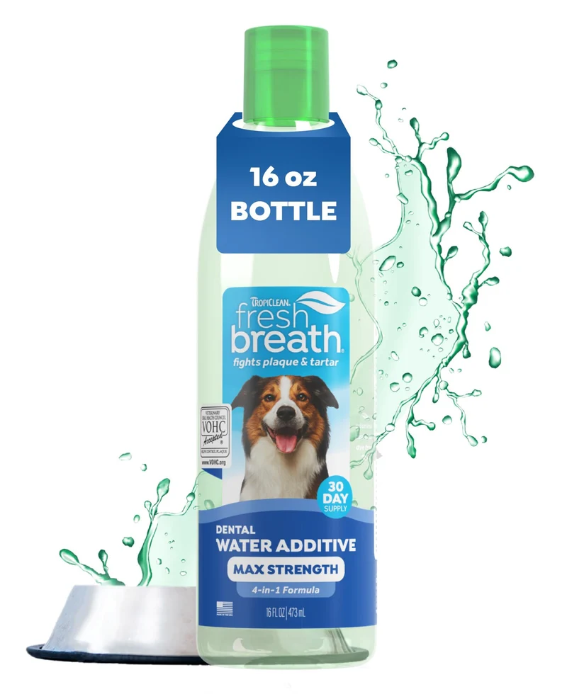 TropiClean Fraîcheur Avancée — Additif Liquide pour Chiens, Blanchiment Dents et Rafraîchisseur d’Haleine, 473 ml