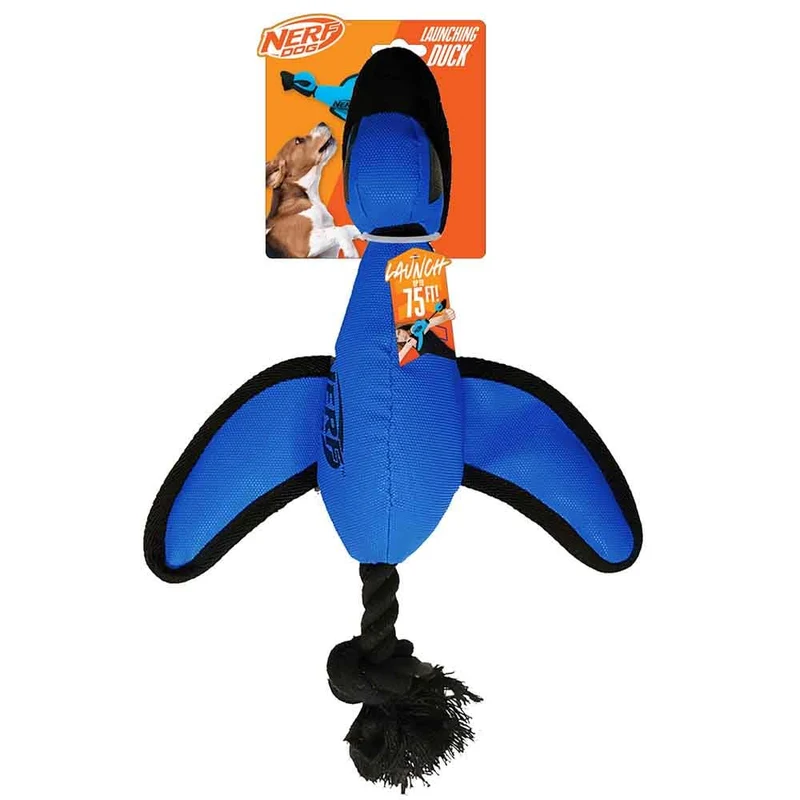 Nerf Dog Canard de Lancement Trackshot Bleu – Lancement jusqu’à 75 pieds pour chiens moyens et grands