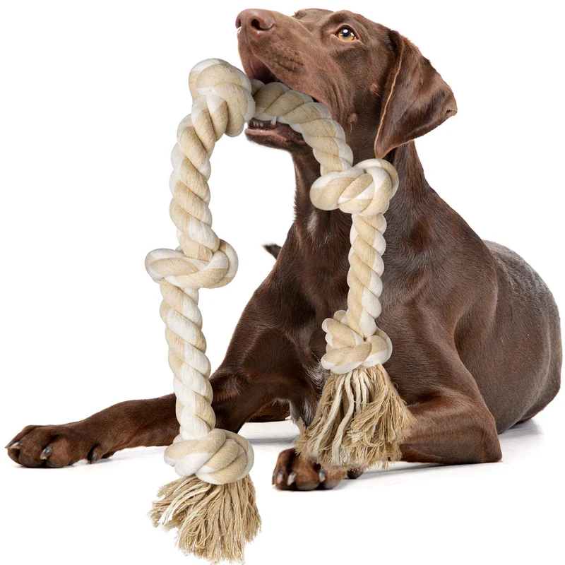 Fida – Corde-Jouet pour Chiens Gros/Moyens Agressifs, 3 Pieds, 5 Nœuds, Tir et Nettoyage des Dents