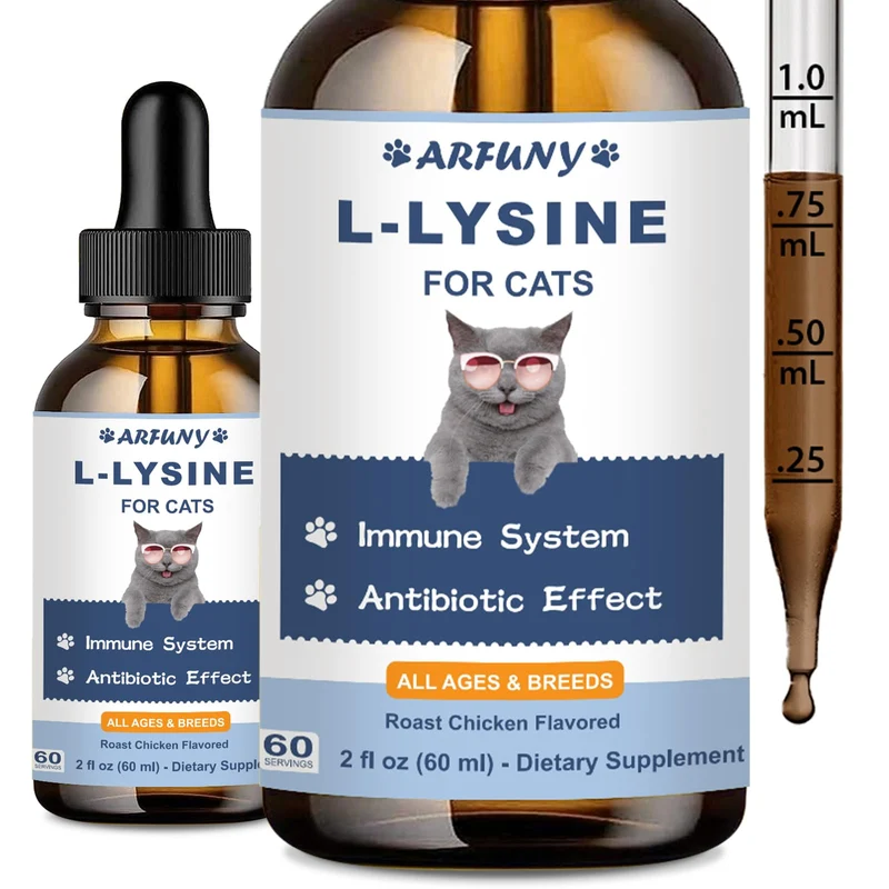 SANTKOL L-Lysine pour chats – Soutien immunitaire et fonction oculaire – Gouttes 60 ml Saveur Poulet