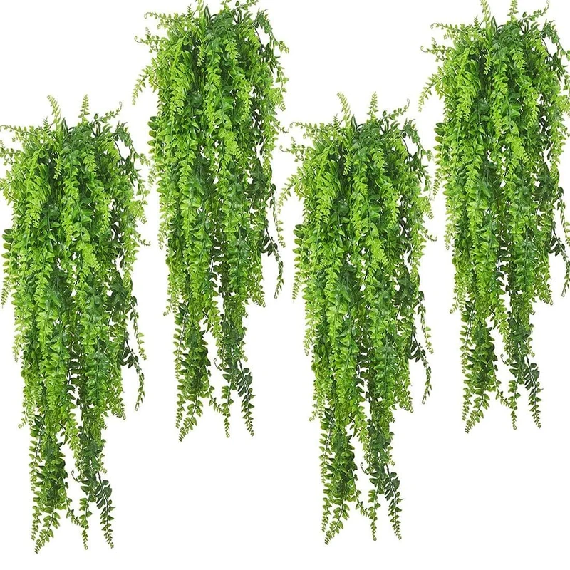 PINVNBY Plantes suspendues pour terrarium — Lianes artificielles Boston avec ventouses (4 pièces)