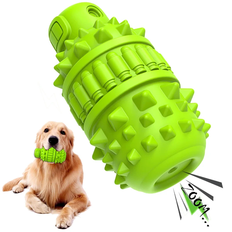 PIFFZEDO Jouet Chien Mordeur Durable – Gomme Naturelle, Sifflet Vert (Grand)
