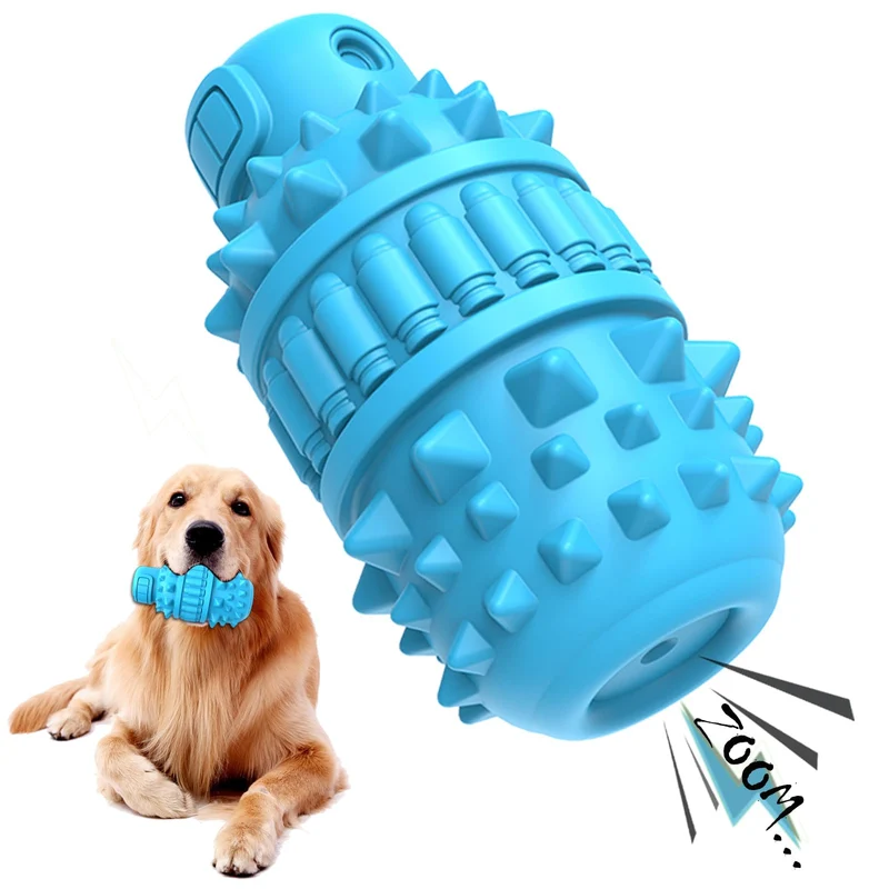 PIFFZEDO Jouets pour Chiens Agressifs - Caoutchouc Naturel, Jouet Siffleur Interactif (Bleu Azur, Grand)