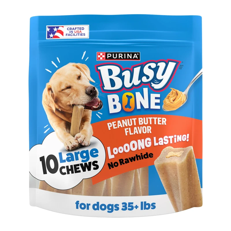 Purina Busy Bone Chien Adulte – Os à Mâcher Double Texture Beurre de Cacahuète, Sachet 10