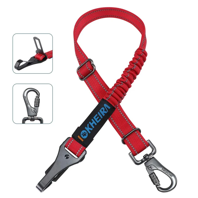IOKHEIRA Ceinture sécurité chien 3-en-1 – Harnais auto réglable et réfléchissant