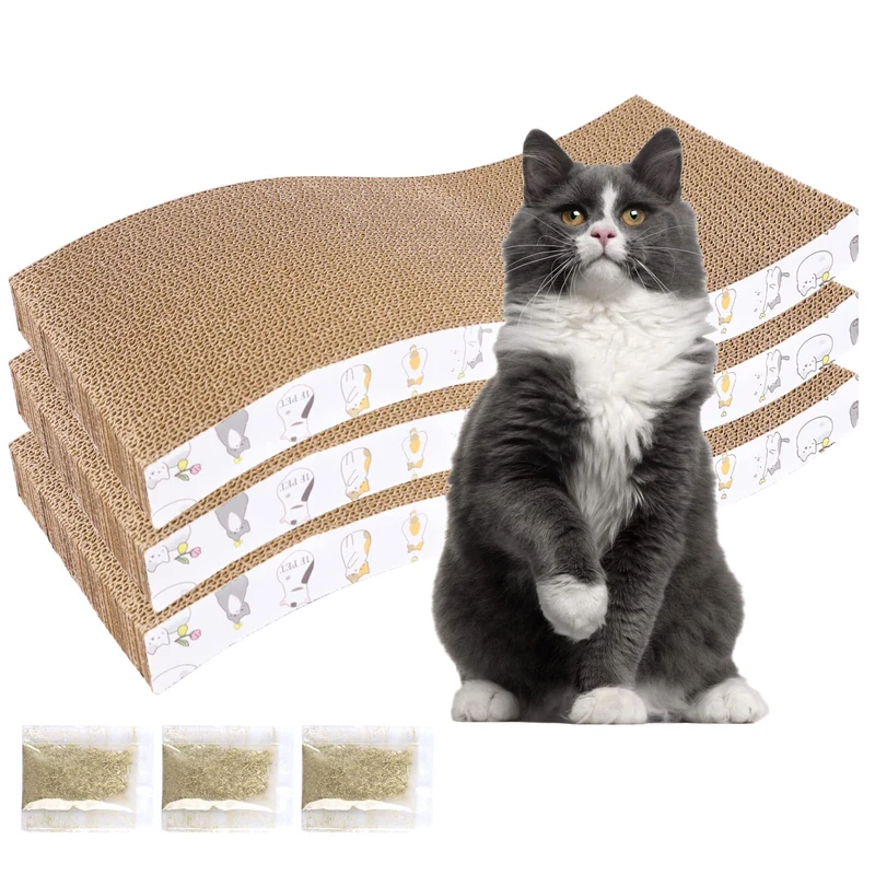 PatiencET – Pack de 3 Griffoirs en Carton Recyclé Type S pour Chat | Protège-Meubles