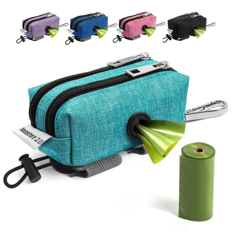 Leashrr 2.0 – Porte-sacs à crottes et poches étanches pour laisse, accessoire polyvalent (bleu-vert)