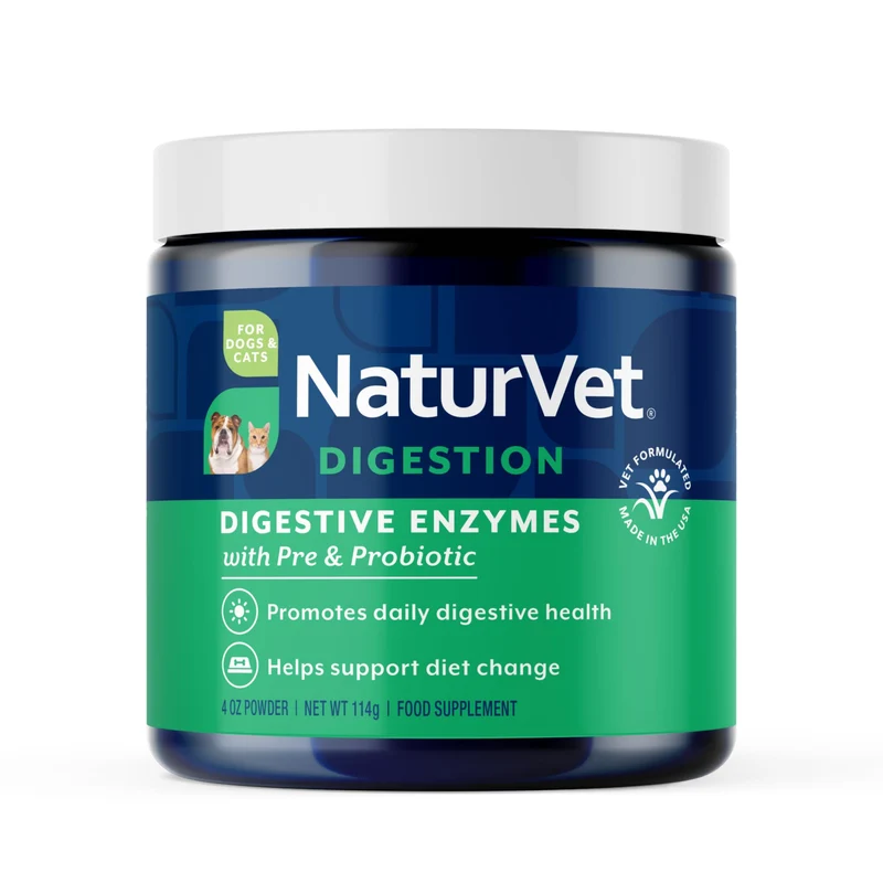 NaturVet – Enzymes digestives pour chiens et chats avec probiotiques et prébiotiques | Poudre 4 oz (113 g)